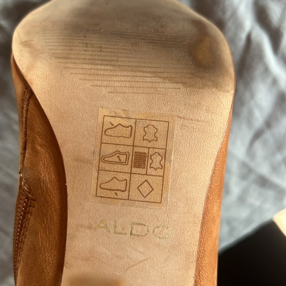 Aldo Suede Camel Peep-Toe Bootie, Size 7.5 - Picture 15 of 15